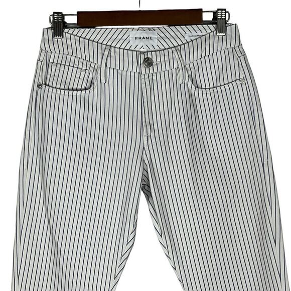 FRAME LE CROP MINI BOOT PINSTRIPE‎ JEANS IN COBALT MULTI NWT WOMEN'S SIZE 25 - Picture 3 of 16